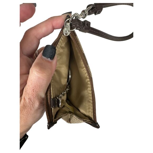 Coach Park Signature Brown Canvas Leather ID Wallet Wristlet - Picture 3 of 3